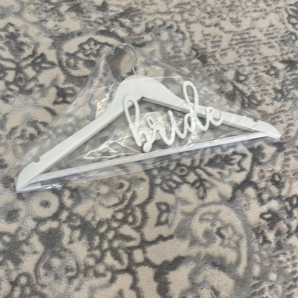 Wooden BRIDE cursive hanger